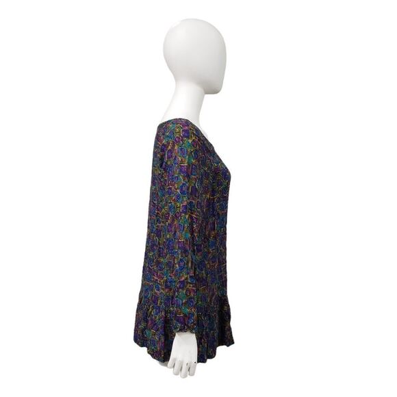 Vintage Betty & Shelia Abstract Warm Tone Peplum Hem Top 80's/90's - Picture 7 of 16